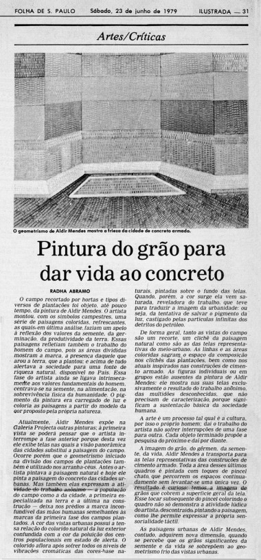 Radha Abramo para a Folha de S. Paulo, 23 de junho de 1979