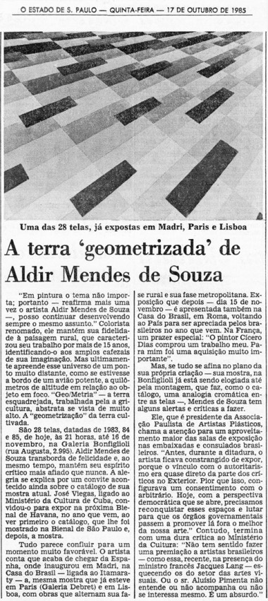O Estado de S. Paulo, 17 de outubro de 1985