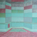 Apartamento com pequena entrada a área verde – óleo sobre tela, 1,20 x 0,80 m – 1979. Acervo do artista.